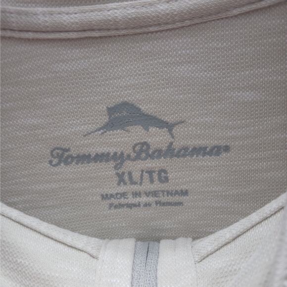 Tommy Bahama Men's Embroidered Logo Tobago Bay Half Zip Pullover Shirt White XL - Picture 2 of 4
